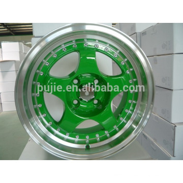 Hot sale replica Volk te37 car alloy wheel 18INCH green and machine lip